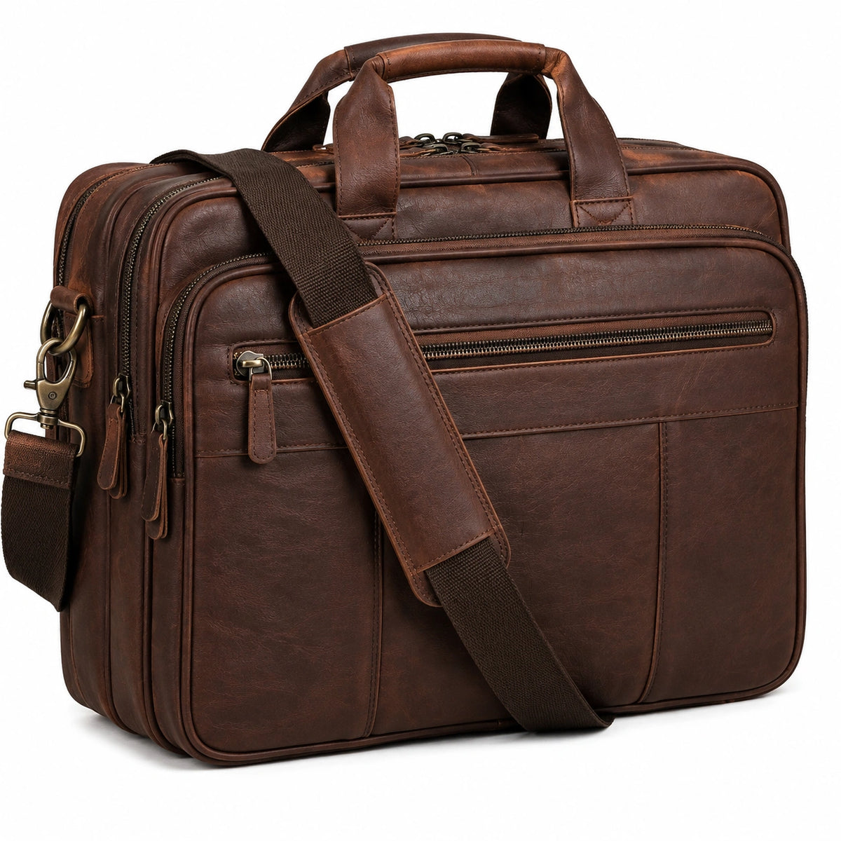 Aktentasche 42 x 12 x 32 cm aus Synthetikleder Braun mit Schultergurt