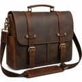 Aktentasche 40 x 12 x 30 cm aus braunem Leder mit Schultergurt im Vintage-Stil