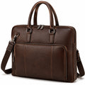 Laptoptasche 40 x 30 x 10 cm in Kunstleder Braun mit Schultergurt und Reißverschluss