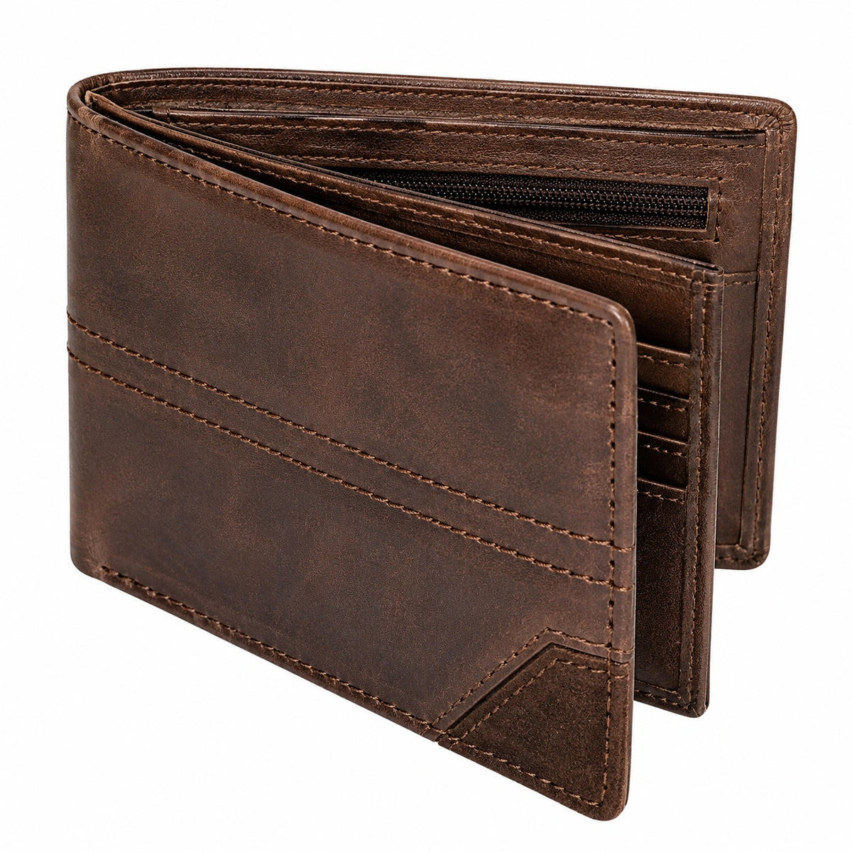 Geldbörse 12 x 9.5 cm braun lederähnliches Material klassische Klappform