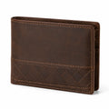 Geldbörse 12 x 9.5 x 1.5 cm aus Leder Braun mit Rautenprägung Faltbar