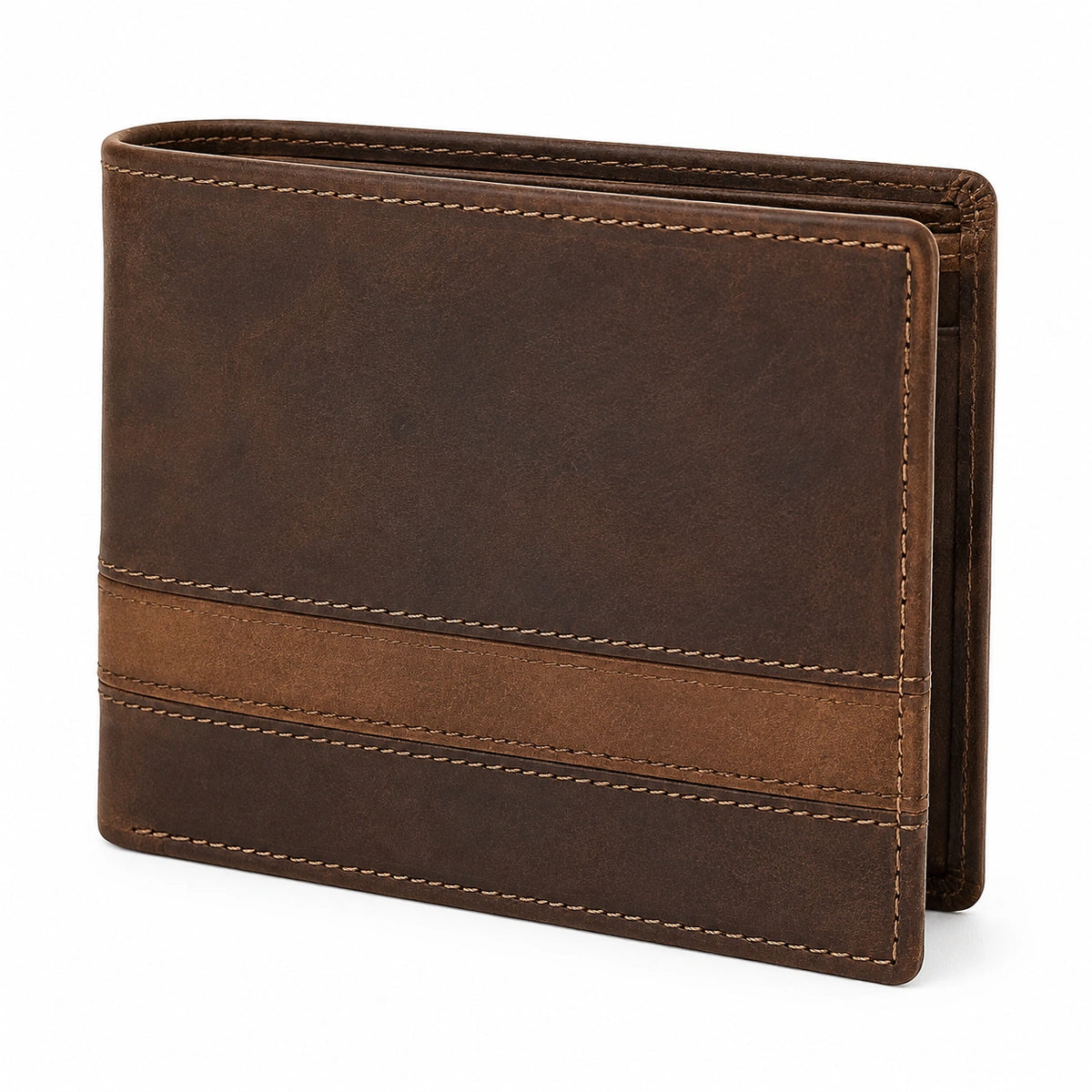 Herren Geldbörse 12 cm Leder Braun klassisch für Karten und Bargeld