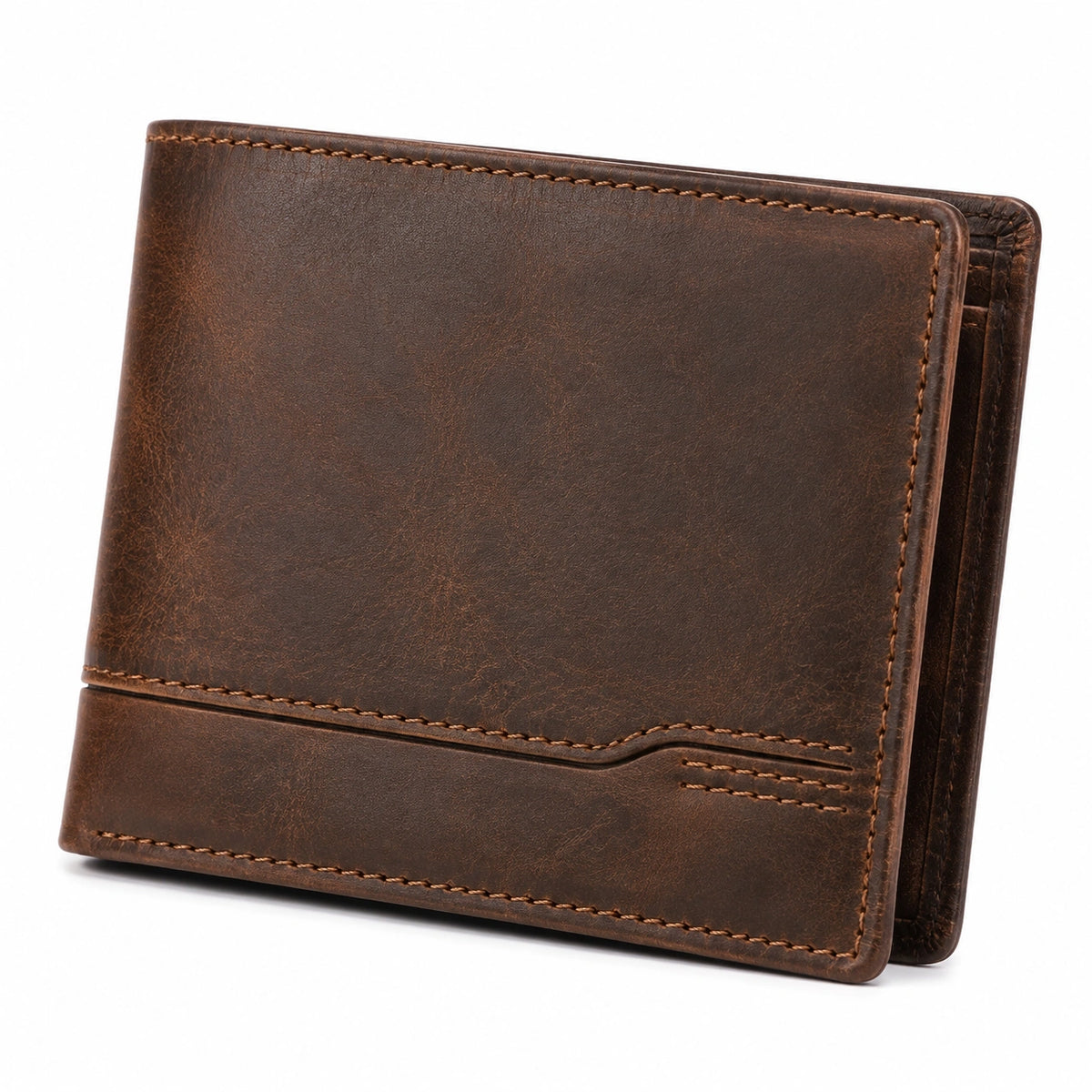 Herren Geldbörse 11.5 x 9.5 x 2.0 cm aus braunem Leder im Vintage Stil mit Kartenfächern