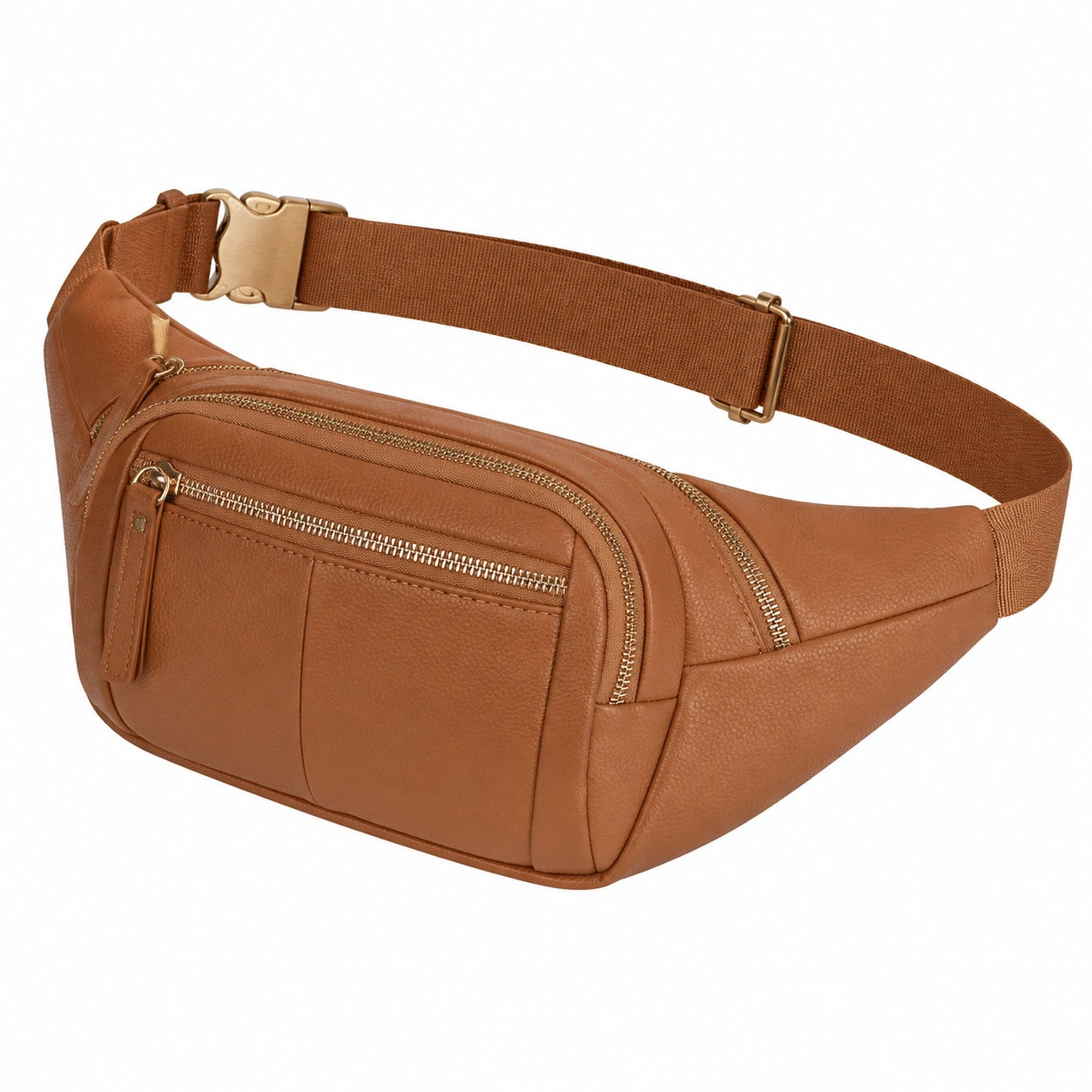 Bauchtasche 30 x 8 x 16 cm aus Kunstleder in Braun mit verstellbarem Gurt und Reißverschluss