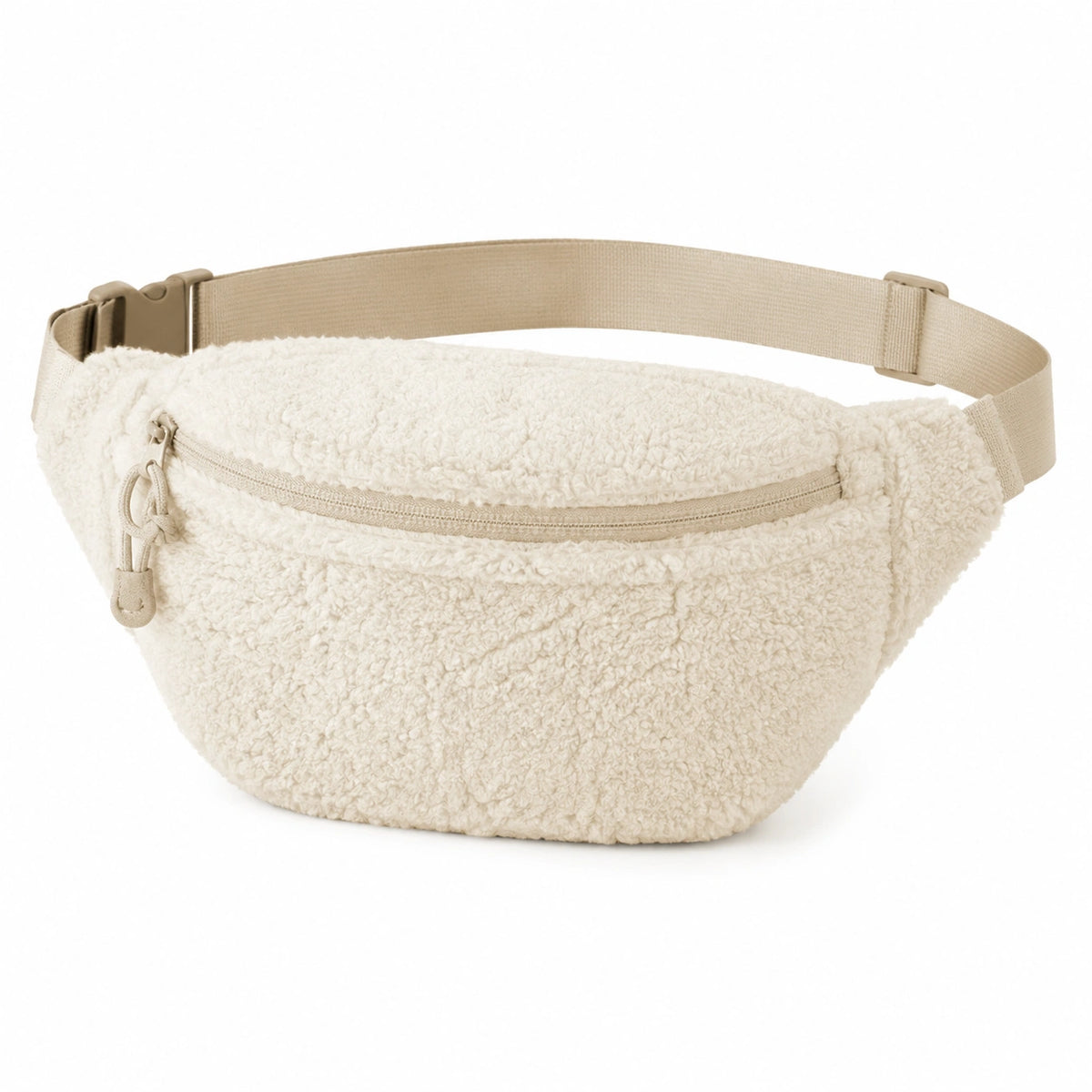 Gürteltasche 30 x 8 x 15 cm aus Polyester in Creme mit Teddystruktur