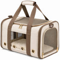 Haustier Transporttasche 45 x 28 x 30 cm aus Textil in Beige Braun mit Netzfenstern
