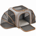 Haustier-Transportbox 50 x 32 x 32 cm aus Textil in Grau mit Netzfenstern faltbar