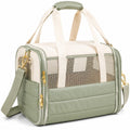 Haustier-Transporttasche 45 x 28 x 30 cm aus Textil in Salbeigrün Creme mit Netzfenstern und Schultergurt