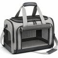 Tiertransporttasche 50 x 30 x 32 cm aus Textil in Grau Schwarz mit Netzfenstern