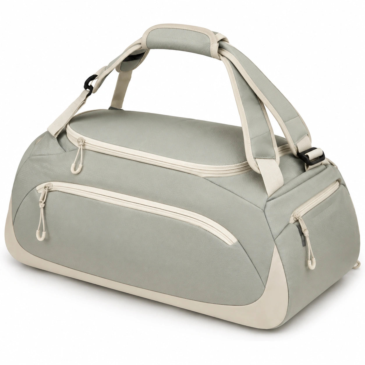 Sporttasche 45 x 25 x 28 cm Textil Salbeigrün Creme mit Reißverschluss und Schultergurt