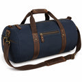 Reisetasche 50 cm Canvas Dunkelblau Braun Zylinderform