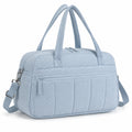 Reisetasche 45 x 22 x 28 cm aus Textil Hellblau mit Steppstruktur und Schultergurt