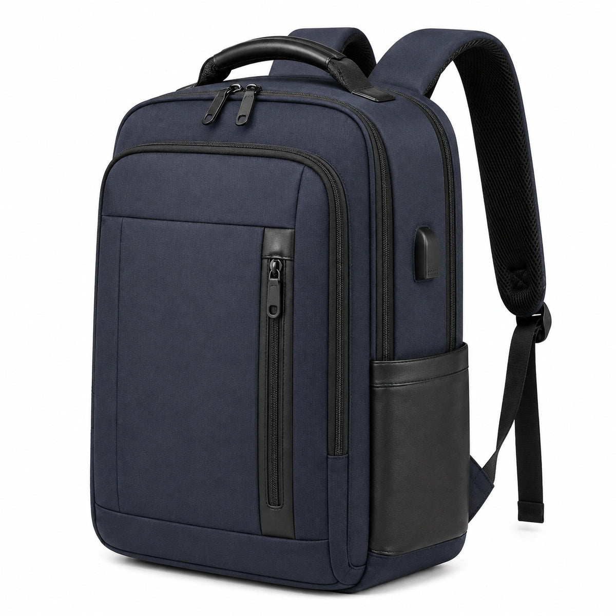 Laptop Rucksack 45 x 30 x 15 cm Textil Dunkelblau Schwarz mit Reißverschluss und gepolsterten Schultergurten